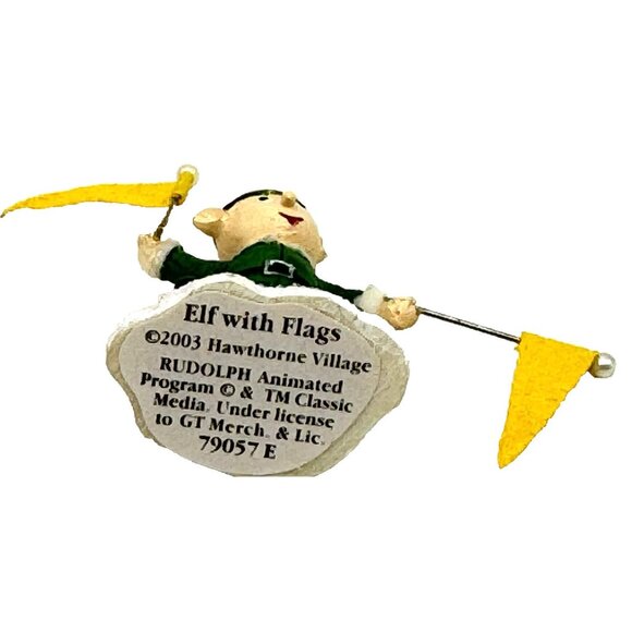 Hawthorne Village Elf With Flags Figure Rudolph's Christmas Town Replacement - Picture 3 of 3